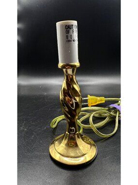 Vintage Gold-Toned Candlestick Twist Electric Lamp Base UL Listed Portable 6”